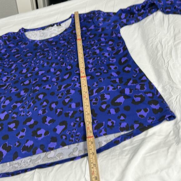 Iman Global Chic Purple Leopard Print Stretchy Womens Long Sleeve Top Size Large - Picture 6 of 7